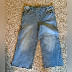 Size 14 high-rise time in true Brand button fly jeans wide leg never been worn
